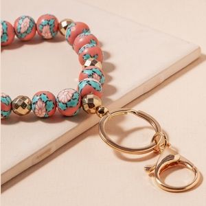 Silicone floral bead keychain